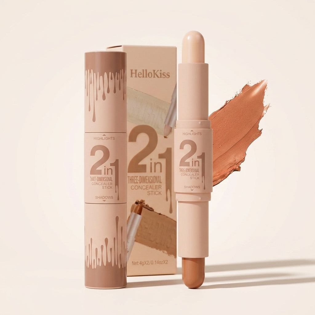Professional 2-in-1 Contour & Highlight Stick - Dual-Ended Cream Sculpting Wand for 3D Face Definition