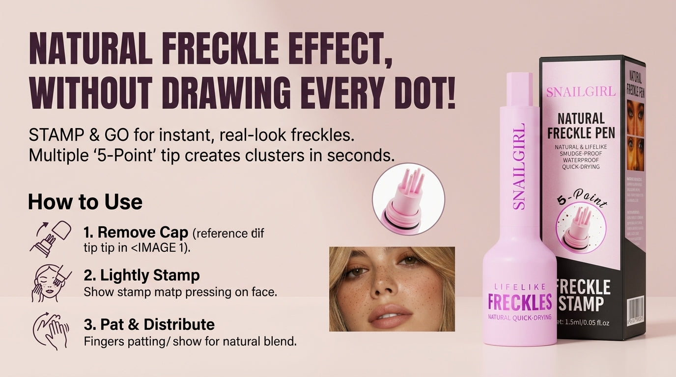 5-Point Natural Freckle Stamp Pen - Instant Lifelike Sunkissed Look, Waterproof & Smudge-Proof