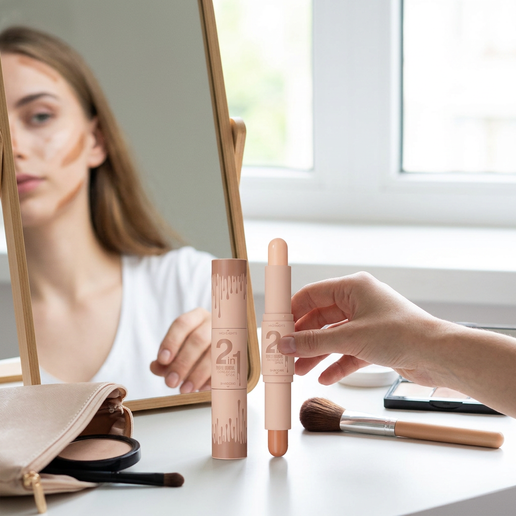 Professional 2-in-1 Contour & Highlight Stick - Dual-Ended Cream Sculpting Wand for 3D Face Definition