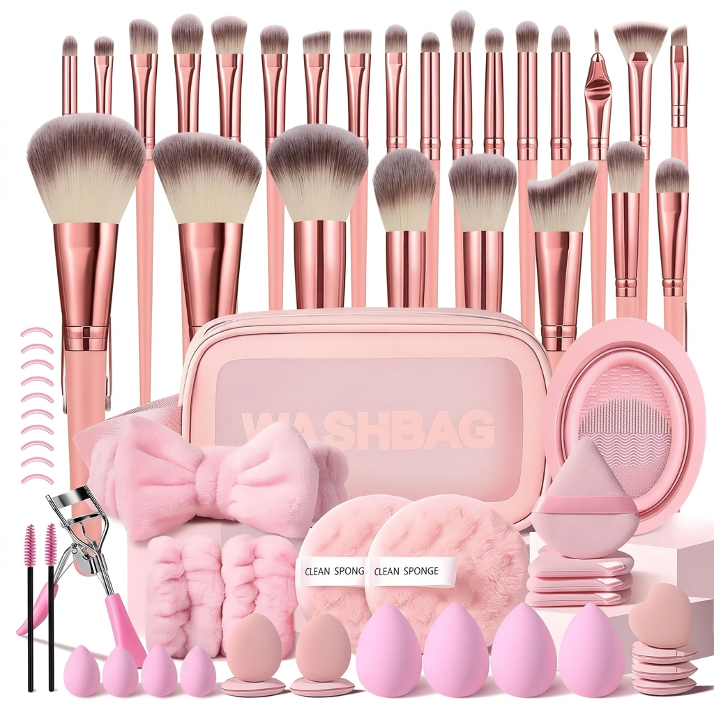 Velmora Professional 32-Piece Makeup Brush Set - Luxury Rose Gold Beauty Tool Kit with Travel Case & Essential Accessories