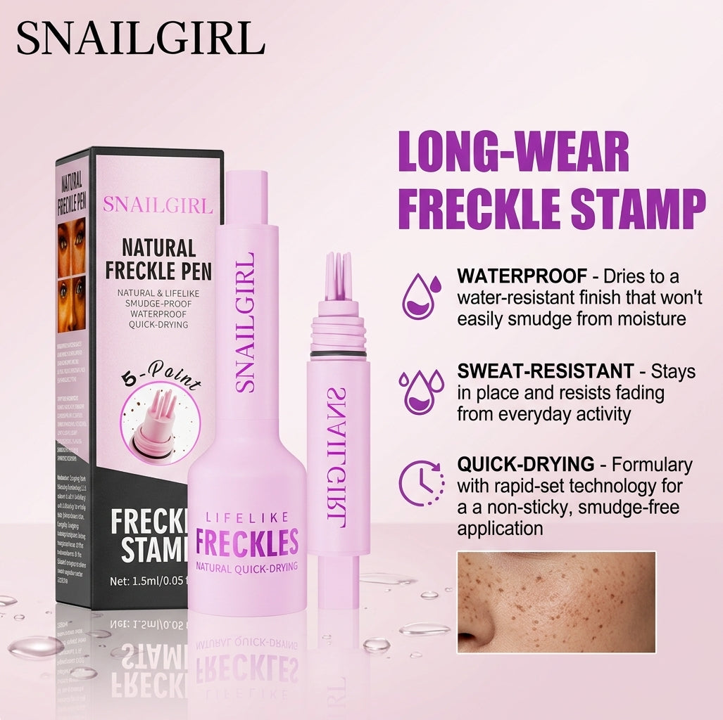 5-Point Natural Freckle Stamp Pen - Instant Lifelike Sunkissed Look, Waterproof & Smudge-Proof