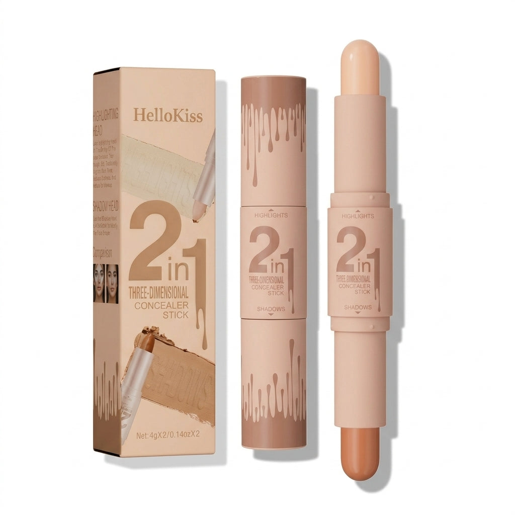 Professional 2-in-1 Contour & Highlight Stick - Dual-Ended Cream Sculpting Wand for 3D Face Definition