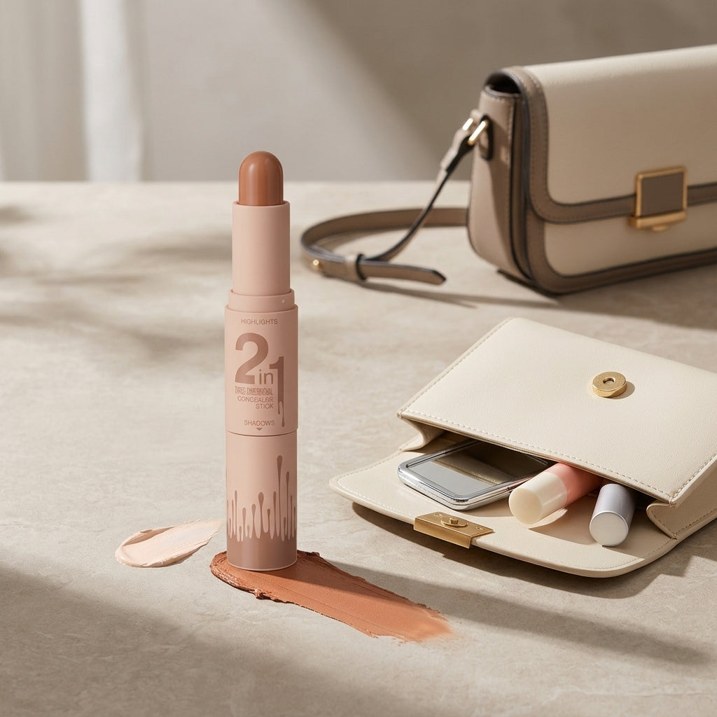 Professional 2-in-1 Contour & Highlight Stick - Dual-Ended Cream Sculpting Wand for 3D Face Definition