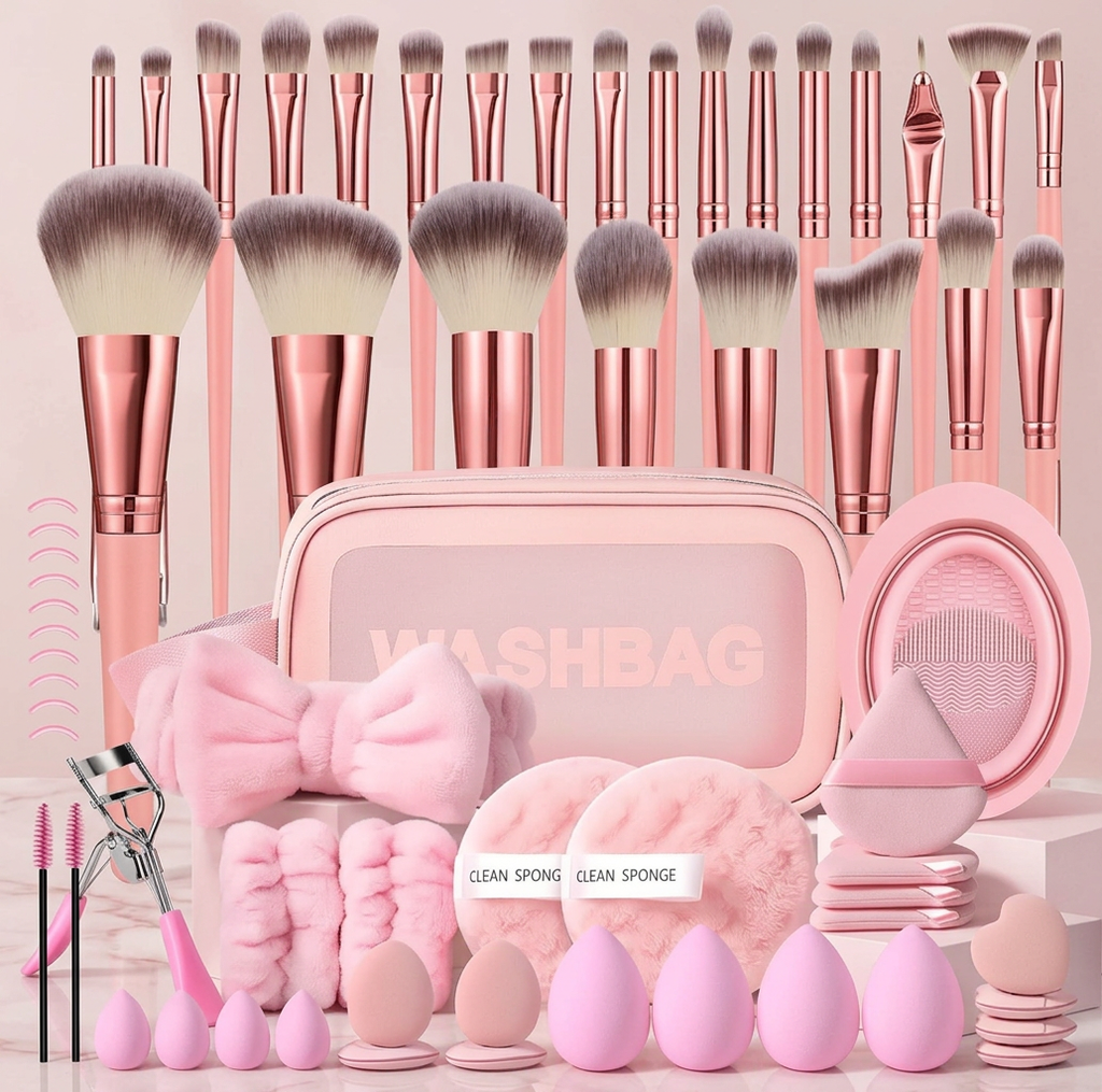 Velmora Professional 32-Piece Makeup Brush Set - Luxury Rose Gold Beauty Tool Kit with Travel Case & Essential Accessories