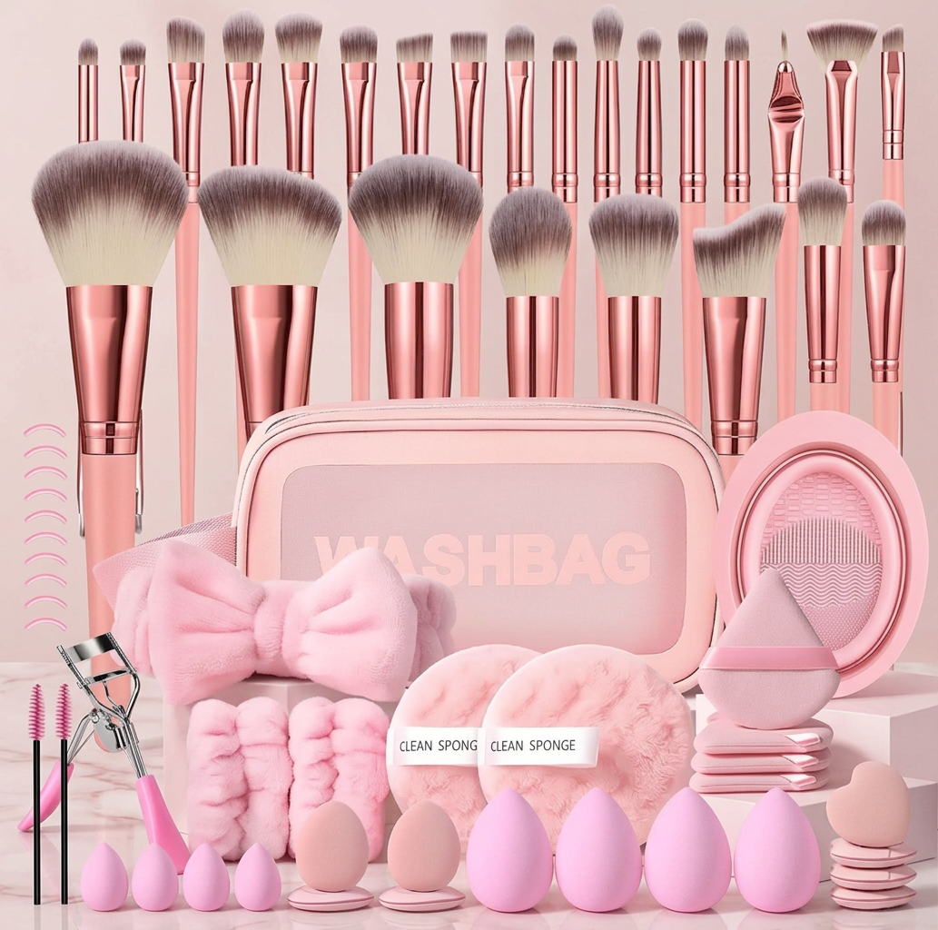 Velmora Professional 32-Piece Makeup Brush Set - Luxury Rose Gold Beauty Tool Kit with Travel Case & Essential Accessories