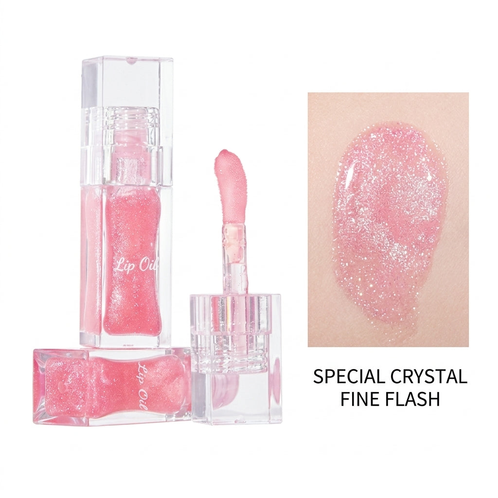 Velmora Crystal Glow Lip Oil - Ultra-Hydrating High-Shine Gloss with Fine Shimmer Finish