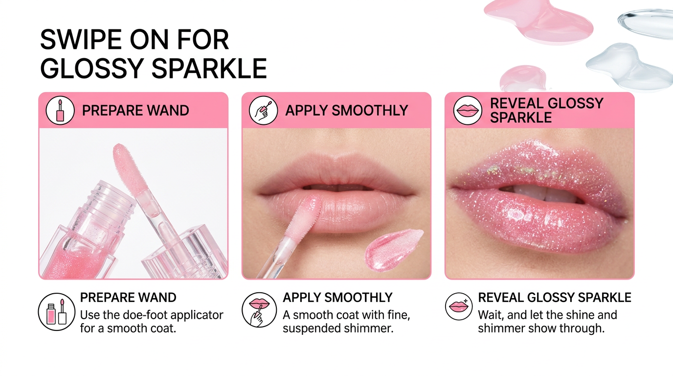Velmora Crystal Glow Lip Oil - Ultra-Hydrating High-Shine Gloss with Fine Shimmer Finish
